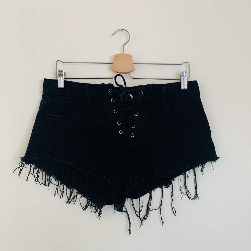 Forever21 Black Distressed Jean Shorts